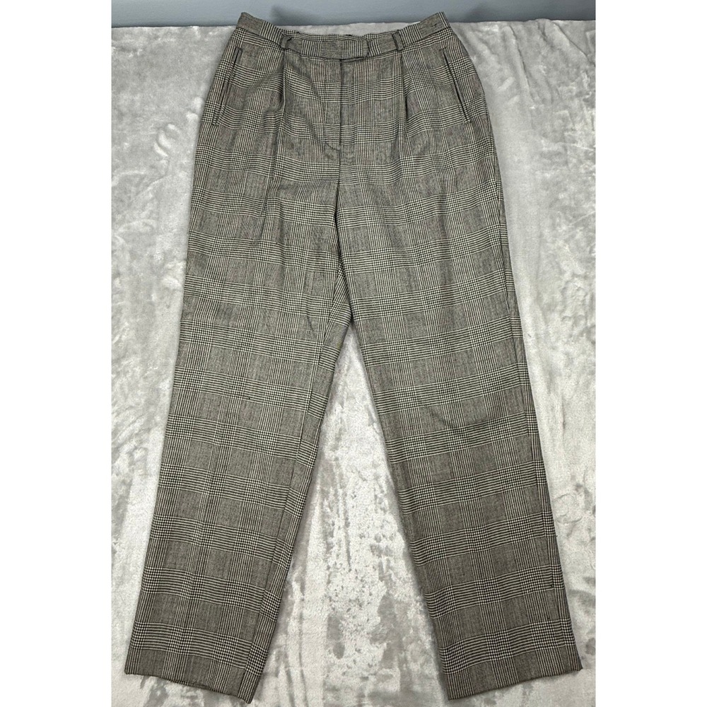 VTG Lauren Ralph Lauren Size 12 Wool Plaid Trousers High Waisted Dark Academia